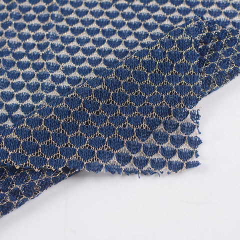 Jacquard Polyester Metallic Knit Fabric, 150 gsm, 161 cm — Navy