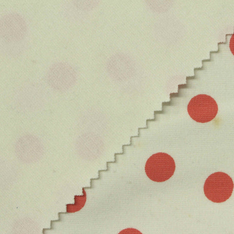 Red Polka-Dot Ponte Knit, Cotton-Poly