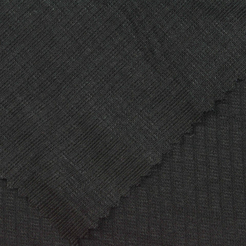 Viscose Stretch Rib Knit Fabric, 200 gsm — Black