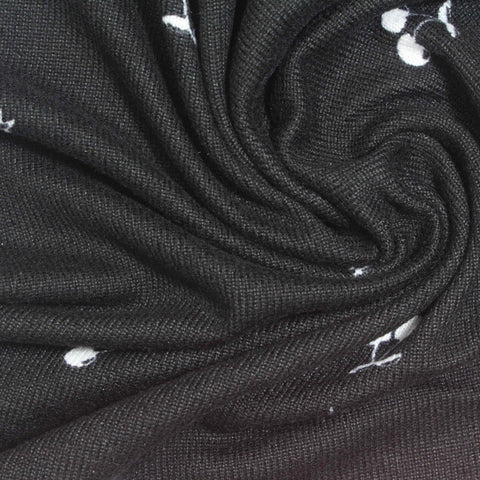 Jacquard Polyester Stretch Chunky Knit Fabric, 186 gsm, 168 cm — Black