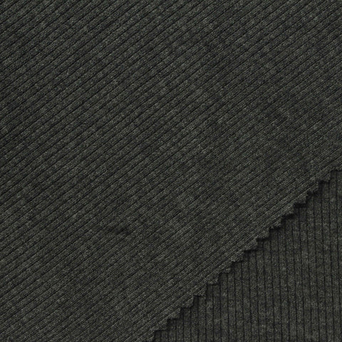 Charcoal Heather Rib Knit, Cotton-Poly