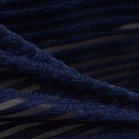 Jacquard Polyester Stretch Knit Fabric, 250 gsm, 160 cm — Navy