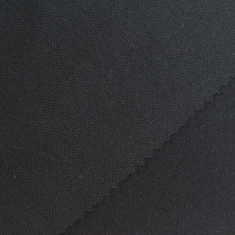 Polyester Viscose Stretch Piqué Knit Fabric — Black