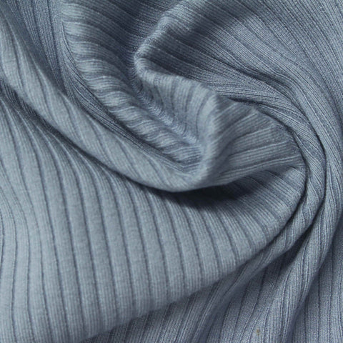 Viscose Stretch Rib Knit Fabric, 410 gsm, 120 cm — Blue