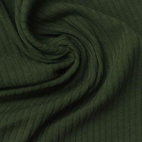 Dark Green Rib Knit, Cotton-Poly