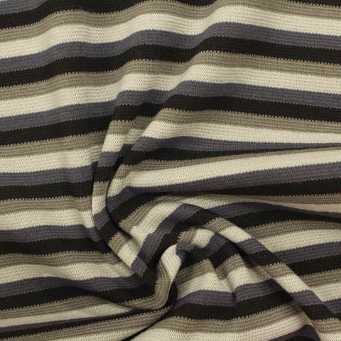 Cream Horizontal-Stripe Ponte Knit, Poly-Viscose