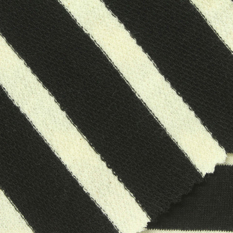 Black Horizontal-Stripe French Terry, Cotton-Poly, 220 gsm