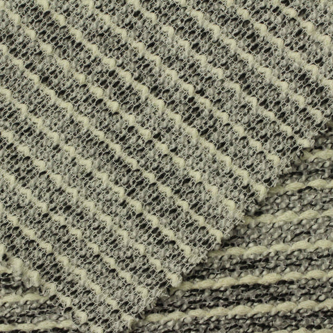 Cream Textured-Stripe Chunky Knit, Poly-Cotton