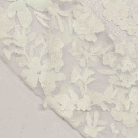 White Tone-on-Tone Floral Jacquard, Viscose, 100 gsm