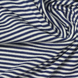 Navy Horizontal-Stripe Jersey Knit, Viscose-Poly — photo 2