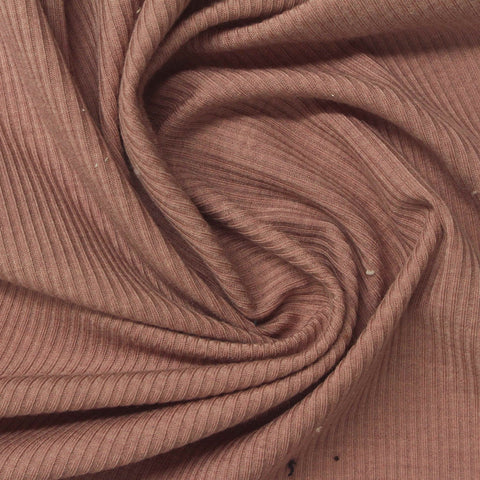 Tencel Lyocell Acrylic Stretch Rib Knit Fabric, 210 gsm, 140 cm — Brown