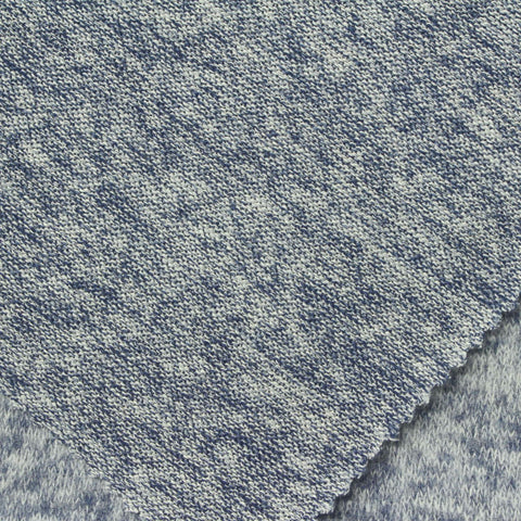 Brushed Polyester Viscose Stretch Chunky Knit Fabric, 200 gsm, 170 cm — Blue