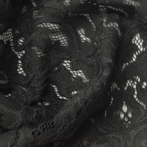 Black Openwork Lace, Nylon-Cotton