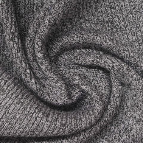 Light Grey Marl Rib Knit, Viscose-Poly, 215 gsm