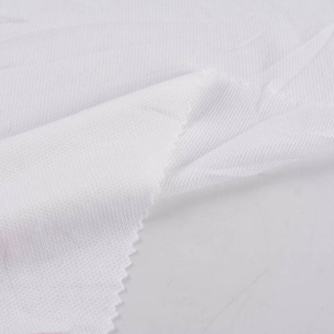 Polyester Viscose Stretch Piqué Knit Fabric, 106 gsm — White