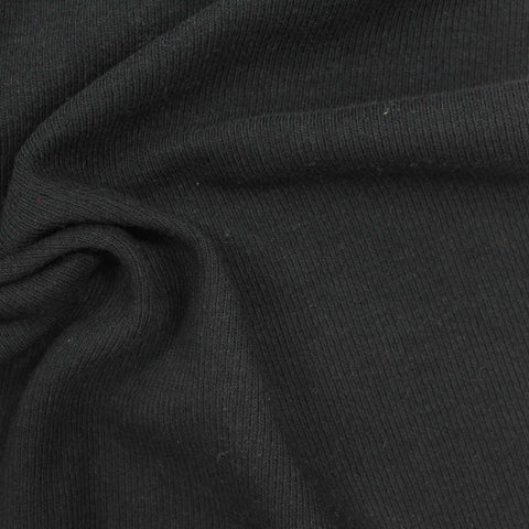 Polyester Cotton Stretch Knit Fabric, 258 gsm — Black