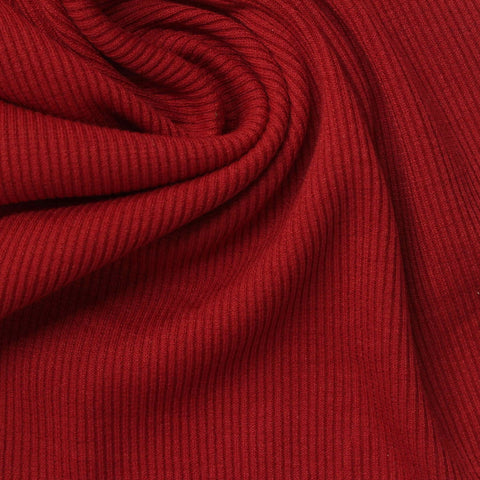 Polyester Viscose Stretch Rib Knit Fabric, 250 gsm, 110 cm — Red, ref EF-260299
