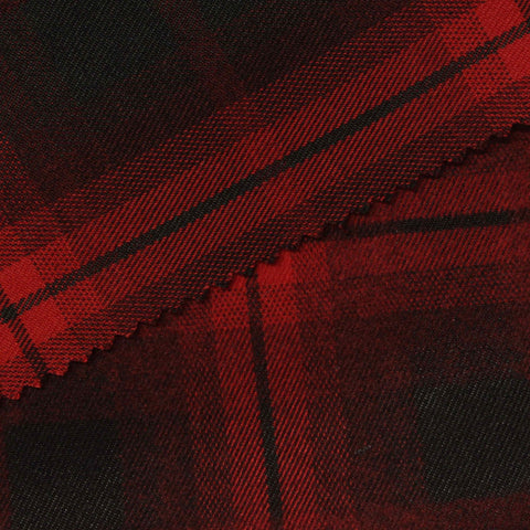 Red Plaid Woven, Poly-Viscose, 285 gsm, 150 cm, ref EF-265163