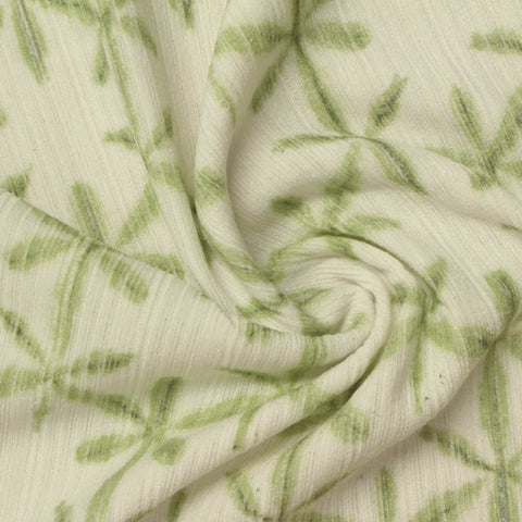 Faded Green Abstract-Floral Rib Knit, Polyester