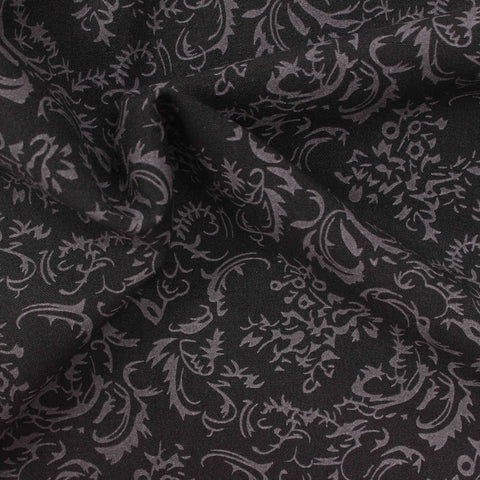 Printed Polyester Viscose Stretch Knit Fabric, 230 gsm — Black