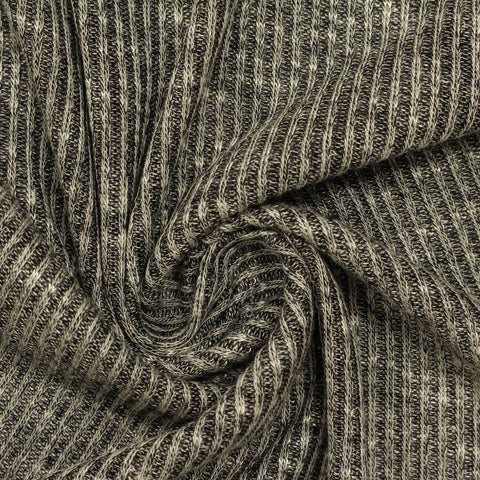 Light Grey Stripe Rib Knit, Viscose-Poly