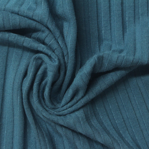 Viscose Stretch Rib Knit Fabric, 300 gsm, 135 cm — Blue