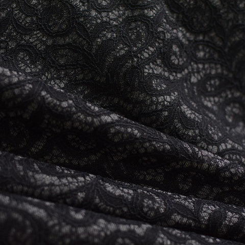 Black Floral Knit, Polyester, 200 gsm