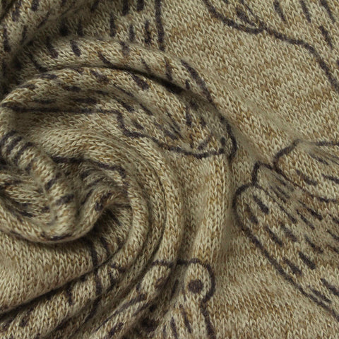 Dark Brown Cartoon-Bear Chunky Knit, Viscose-Poly
