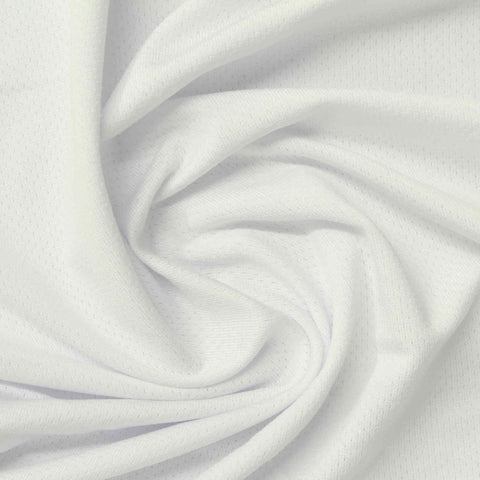 Polyester Stretch Birdseye Knit Fabric, 160 gsm, 160 cm — White