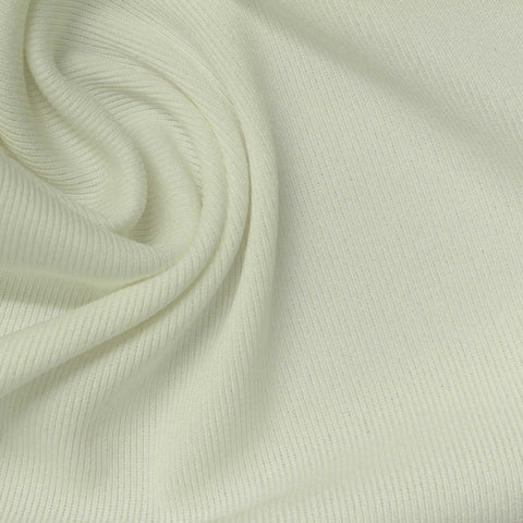Polyester Stretch Rib Knit Fabric, 380 gsm, 150 cm — White