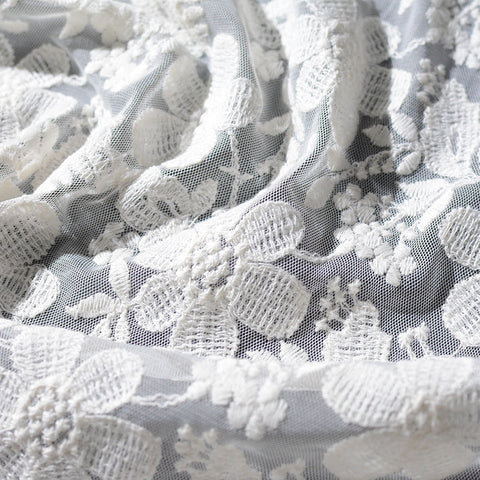 White Floral Knit, Polyester, 130 cm, ref EF-7059