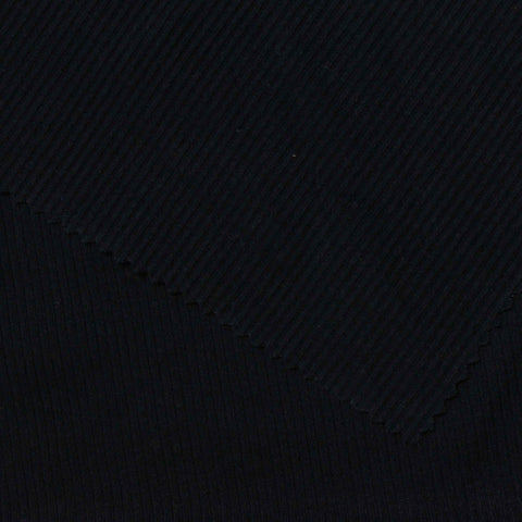 Polyester Cotton Rib Knit Fabric, 240 gsm, 165 cm — Black