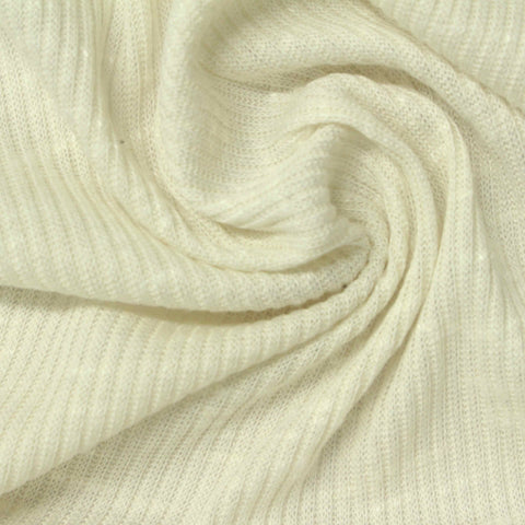 Slub Viscose Polyester Stretch Rib Knit Fabric, 190 gsm, 160 cm — Beige