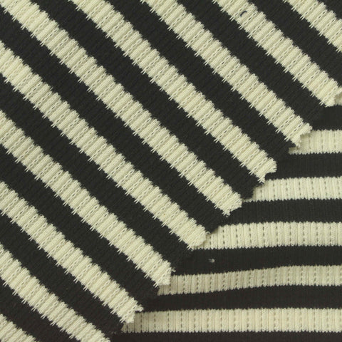 Black Stripes Rib Knit, Cotton