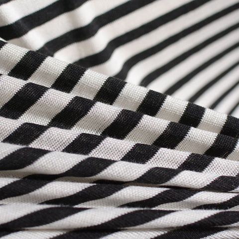 Black Horizontal-Stripe Chunky Knit, Poly-Viscose, 170 gsm, 160 cm, ref EF-3274