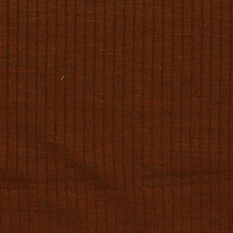 Polyester Cotton Stretch Rib Knit Fabric, 253 gsm, 145 cm — Brown