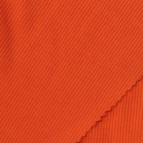 Viscose Stretch Rib Knit Fabric, 270 gsm, 120 cm — Orange