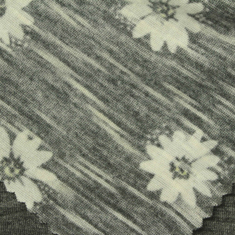 White Daisy Jersey Knit, Poly-Viscose, 170 gsm, ref EF-254007