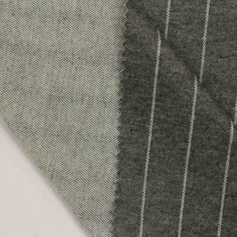 Dark Grey Vertical-Stripe Interlock Knit, Polyester, 310 gsm