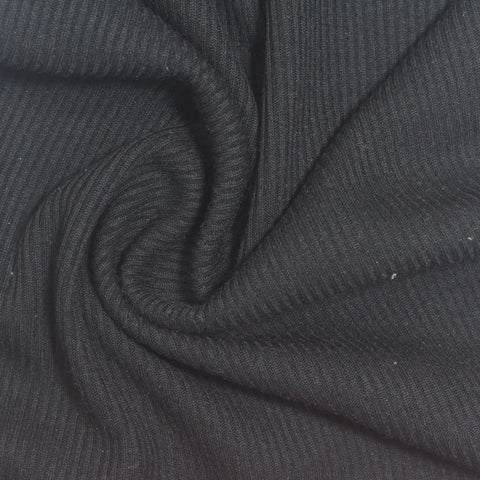 Black Ribbed Rib Knit, Poly-Viscose