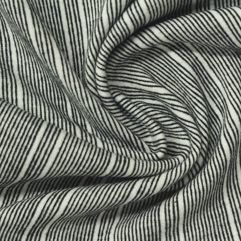 Black Vertical-Stripe Jersey Knit, Cotton, 240 gsm