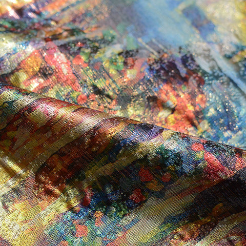 Brown Abstract Jacquard, Poly-Cotton