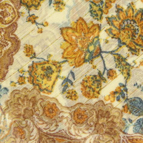 Brown Bold-Floral Chiffon, Polyester