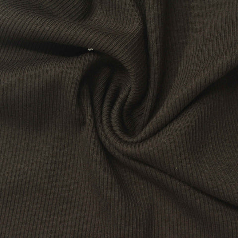Cotton Stretch Rib Knit Fabric, 165 gsm, 125 cm — Brown