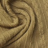 Jacquard Polyester Stretch Chunky Knit Fabric, 391 gsm, 155 cm — Khaki — photo 2