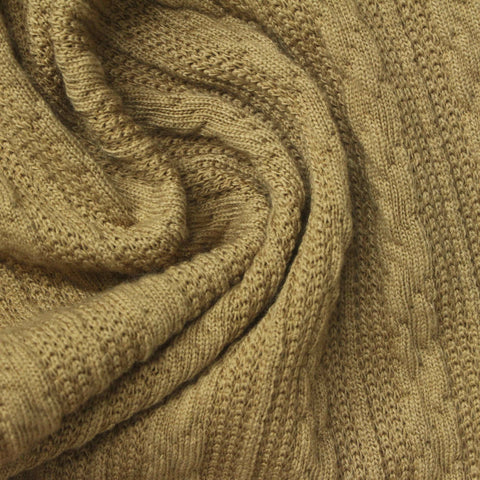 Jacquard Polyester Stretch Chunky Knit Fabric, 391 gsm, 155 cm — Khaki
