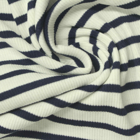 Navy Stripe Rib Knit, Cotton