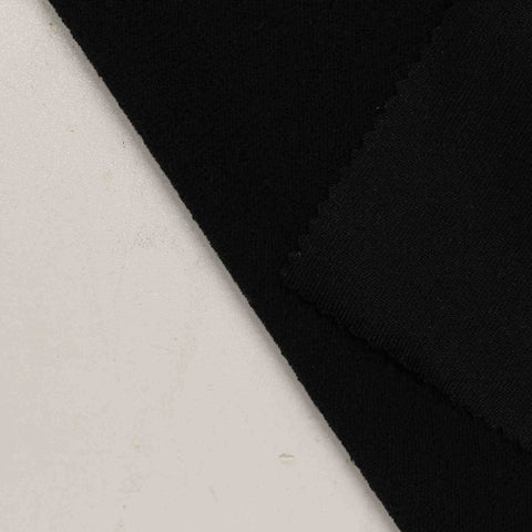 Polyester Cotton French Terry Fabric, 250 gsm, 174 cm — Black