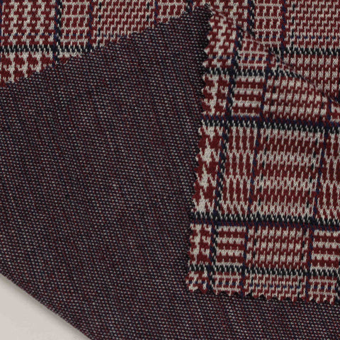 Burgundy Plaid Knit, Poly-Viscose