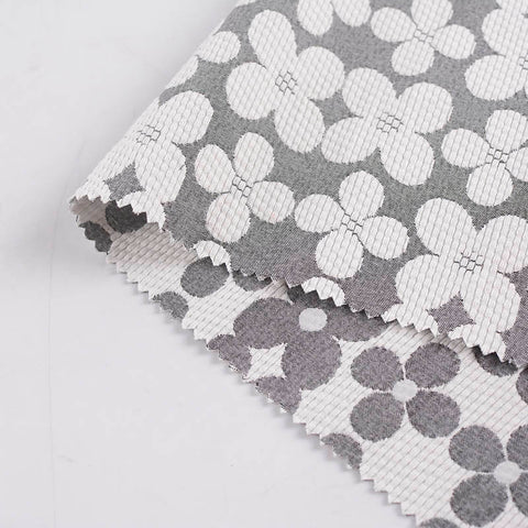 Dark Grey Floral Jacquard, Poly-Cotton